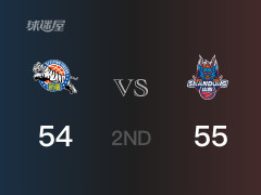  CBA常规赛 ：半场数据， 山东以55-54领先新疆，克里斯11分3篮板3助攻 