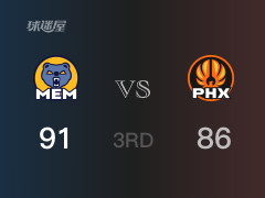 NBA常规赛：三节战罢，灰熊以91- 86领先太阳，小杰克逊28分6篮板3助攻