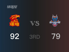 CBA常规赛：三节数据，深圳以92-79领先山东，T-汤普森30分11篮板