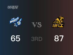  CBA常规赛：三节战罢，广厦以87- 65领先宁波，布朗28分3篮板4助攻 