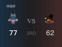 CBA常规赛：三节结束，山东以77-62领先江苏，库马杰0分