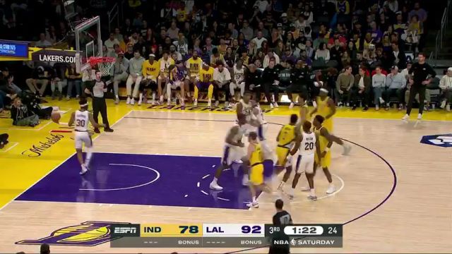 【2025年02月09日】NBA常规赛：步行者vs湖人第3节英文原声录像回放