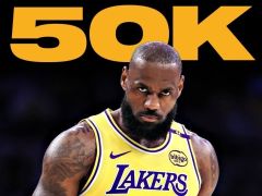 50000分里程碑！詹姆斯又成NBA历史第一人：40岁书写不老神话