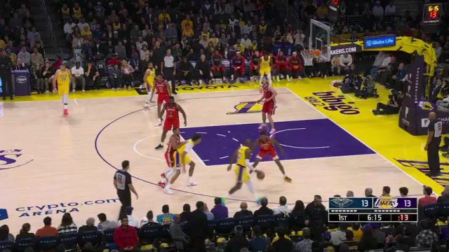 【2025年03月05日】NBA常規(guī)賽：鵜鶘vs湖人第1節(jié)英文原聲錄像回放