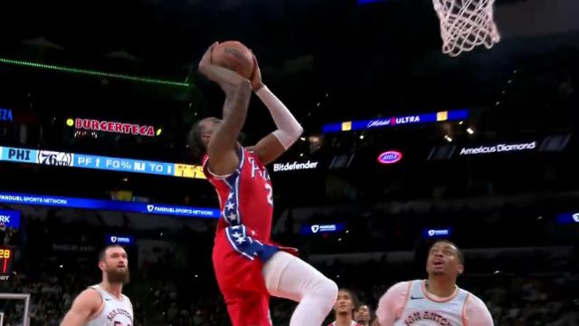 【2025年03月22日】NBA常規(guī)賽：76人vs馬刺英文原聲全場錄像回放