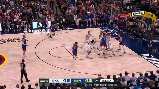 【2025年05月10日】NBA季后赛：雷霆vs掘金G3第2节英文原声录像回放
