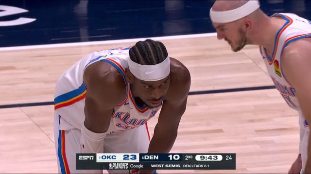 【2025年05月12日】NBA季后赛西部半决赛：雷霆vs掘金G4第2节英文原声录像回放