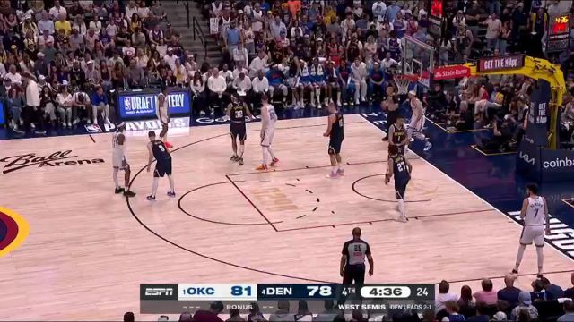 【2025年05月12日】NBA季后赛西部半决赛：雷霆vs掘金G4第4节英文原声录像回放