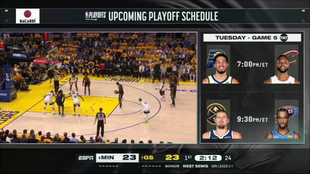 【2025年05月13日】NBA西部半决赛G4:森林狼vs勇士第1节英文原声录像回放