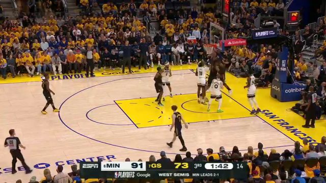 【2025年05月13日】NBA西部半决赛G4：森林狼vs勇士第3节英文原声录像回放