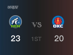  NBA季后赛 ：首节数据，森林狼以23-20领先雷霆，爱德华兹7分3篮板 