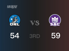  NBA常规赛：三节结束，国王以59-54领先魔术，雷诺16分4篮板2助攻 