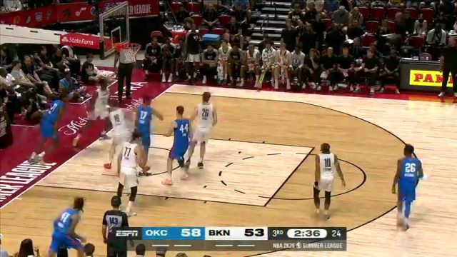 【2025年07月11日】NBA夏季联赛：雷霆vs篮网第3节中文解说录像回放