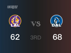 NBA常规赛：三节战罢，独行侠以68- 62领先湖人，迈尔斯·凯利17分3篮板2助攻