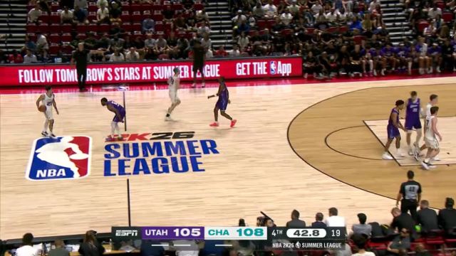 【2025年07月12日】NBA夏季聯(lián)賽：爵士vs黃蜂第4節(jié)英文原聲錄像回放