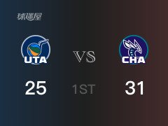  NBA常規(guī)賽：首節(jié)戰(zhàn)罷，黃蜂以31- 25領(lǐng)先爵士，辛普森11分2助攻 