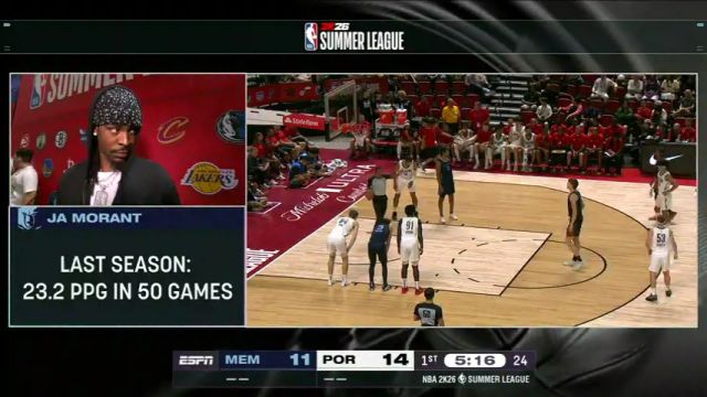 【2025年07月13日】NBA夏季聯(lián)賽：灰熊vs開拓者第1節(jié)英文原聲錄像回放