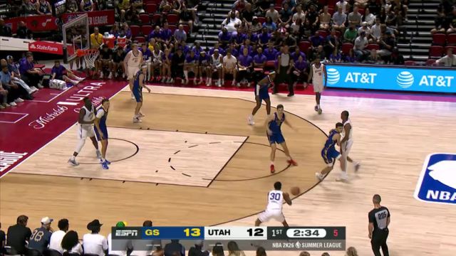 【2025年07月14日】NBA夏季聯(lián)賽：勇士vs爵士第1節(jié)英文原聲錄像回放
