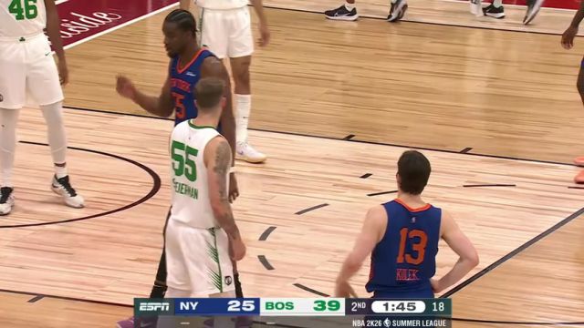 【2025年07月14日】 NBA夏季聯(lián)賽：尼克斯vs凱爾特人第2節(jié)英文原聲錄像回放