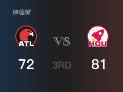  NBA常规赛：火箭以81-72领先老鹰，结束三节 