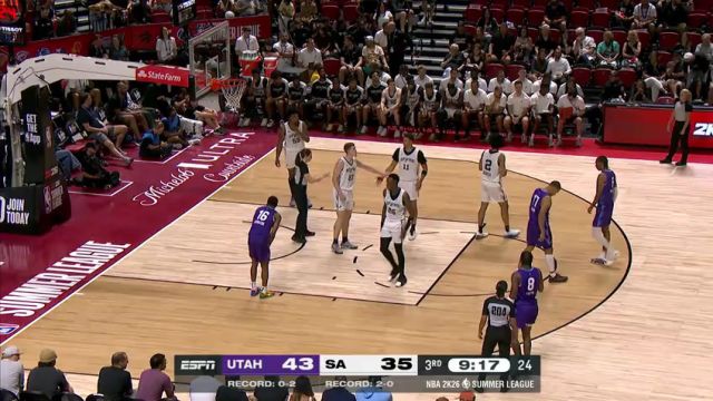 【2025年07月15日】NBA夏季联赛：爵士vs马刺第3节英文原声录像回放