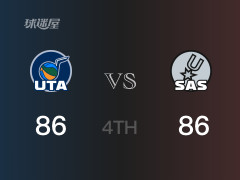  NBA常规赛：四节数据，马刺以86-86战平爵士， D-琼斯23分6篮板4助攻 