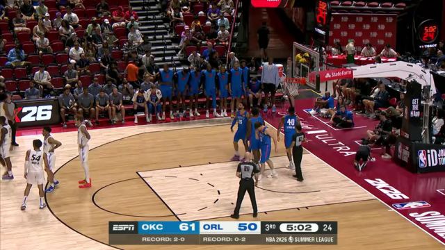 【2025年07月16日】NBA夏季联赛：雷霆vs魔术第3节英文原声录像回放