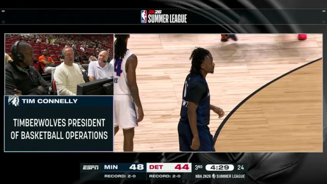 【2025年07月16日】NBA夏季联赛：森林狼vs活塞第3节英文原声录像回放
