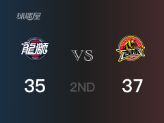 半場戰(zhàn)罷，吉林以37-35領先廣州，丁皓然8分