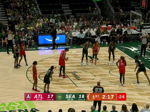 WNBA常规赛：亚特兰大梦想vs西雅图风暴第1节英文原声回放