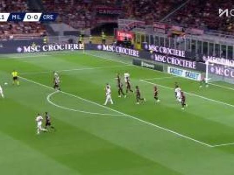 [进球视频]米兰0-1落后！泽尔宾精准传中，巴斯奇罗托头球破门