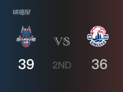 半场战罢，山东以39-36领先青岛，谢智杰9分2篮板3助攻