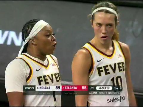 WNBA季后赛：印第安纳狂热vs亚特兰大梦想第3节英文原声回放