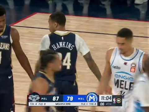 NBA季前赛:墨尔本联vs鹈鹕第4节英文原声回放