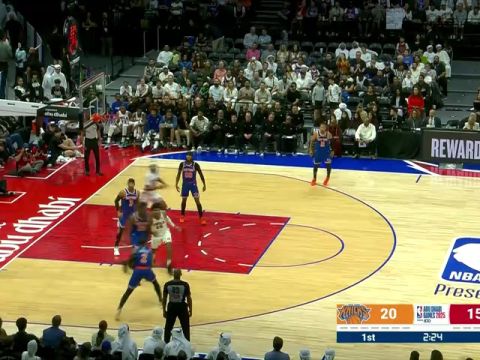 NBA季前赛:76人vs尼克斯第1节英文原声回放