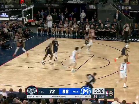 NBA季前赛:墨尔本联vs鹈鹕第3节英文原声回放