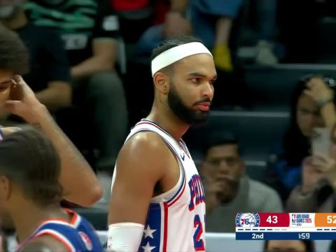 NBA季前赛:尼克斯vs76人第2节英文原声回放