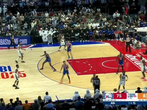 NBA季前赛:尼克斯vs76人第4节英文原声回放