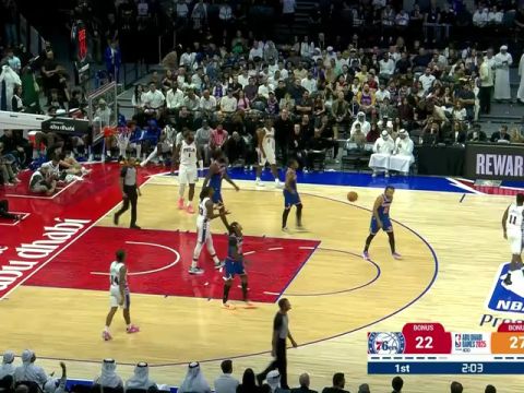 NBA季前赛:尼克斯vs76人第1节中文解说回放