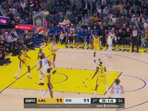 NBA季前赛:湖人vs勇士英文原声全场回放