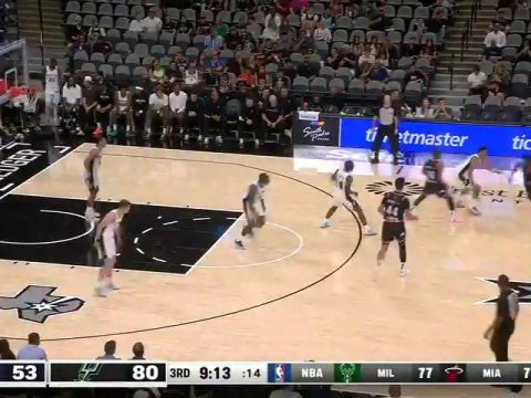 NBA季前赛:广州龙狮vs马刺第3节英文原声回放