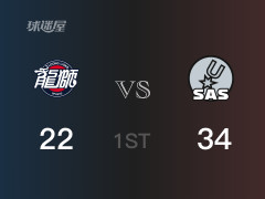 首节战罢，马刺34-22领先广州