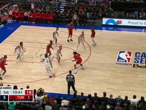 NBA季前赛:掘金vs猛龙第1节英文原声回放