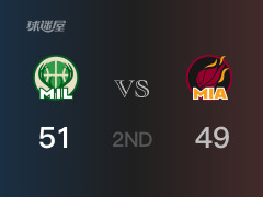 半场战罢，雄鹿51-49领先热火