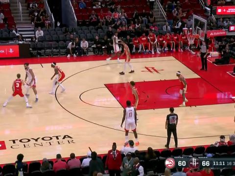 NBA季前赛:老鹰vs火箭英文原声全场回放