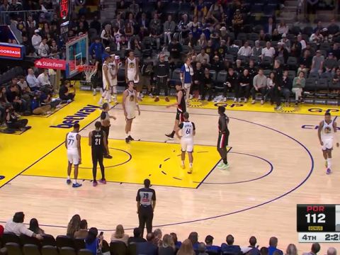 NBA季前赛:开拓者vs勇士第4节英文原声回放