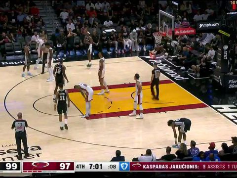 NBA季前赛:马刺vs热火第4节英文原声回放