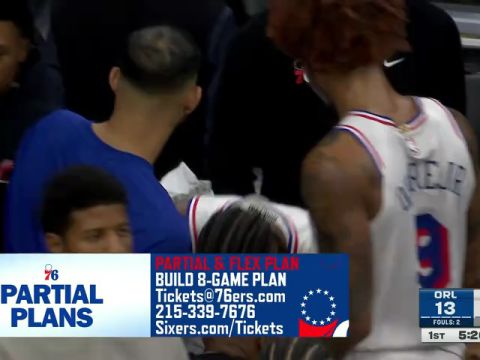 NBA季前赛:魔术vs76人第1节英文原声回放