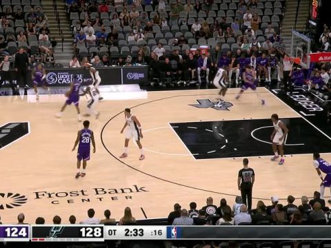 NBA季前赛:爵士vs马刺加时赛英文原声回放