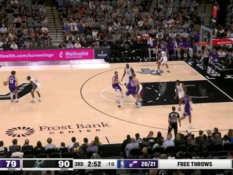 NBA季前赛:爵士vs马刺第3节英文原声回放